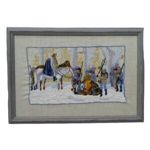 Framed vintage Handmade Valley Forge Pennsylvania Revolutionary War Crewel